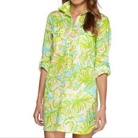 Lilly Pulitzer Womens Button Down Shirt Dress Multi Colored Size Extra Small - Picture 1 of 9